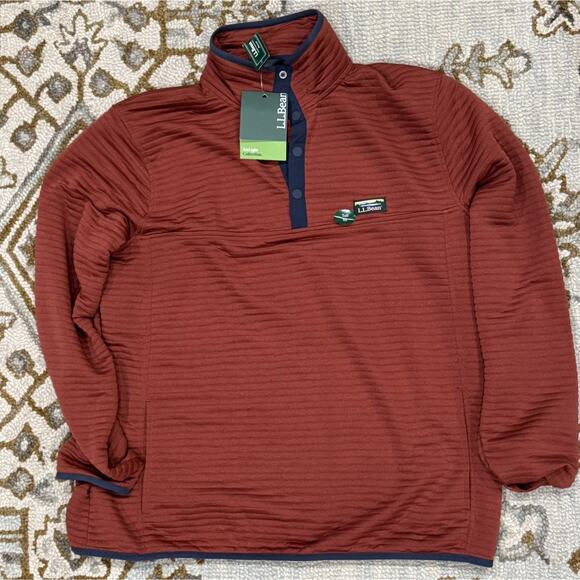 LL Bean AirLight 1/4 Snap Pullover Men’s Large/Tall Orange Quilted Lightweight - Picture 1 of 5
